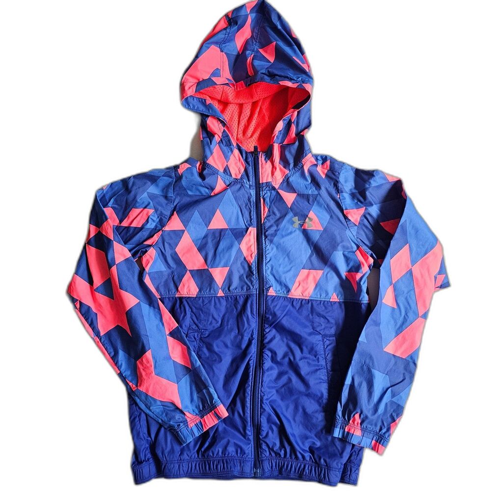 Under Armour Girl's Super Cute Full Zip Windbreaker Water Repellant Jacket sz M